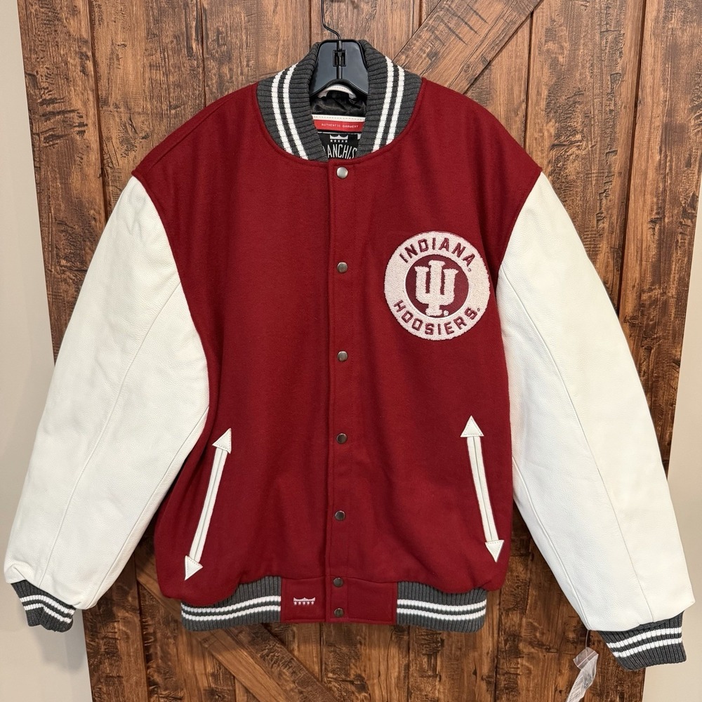 Indiana Hoosiers Mens Large Franchise Club Varsity Letterman Jacket Wool Leather